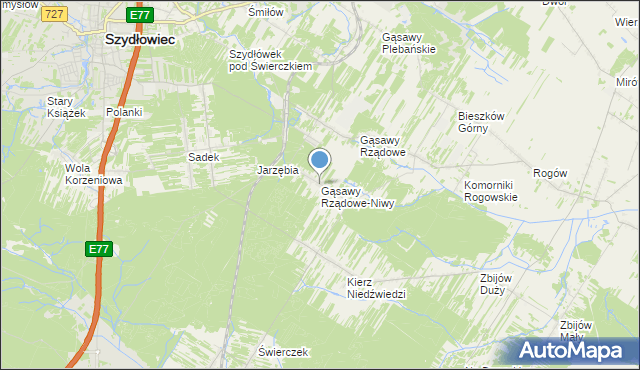 mapa Gąsawy Rządowe-Niwy, Gąsawy Rządowe-Niwy na mapie Targeo